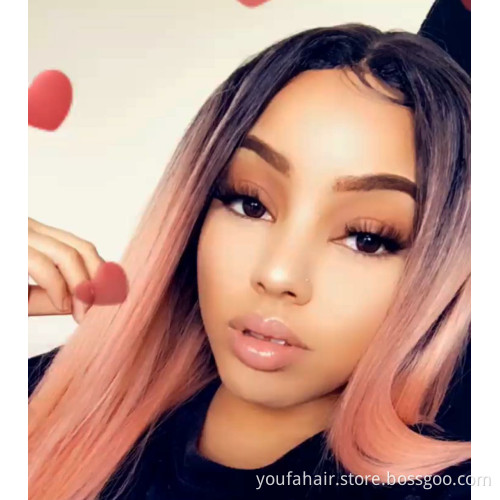 Brazilian Virgin Hair Light Pink Ombre Silky Straight Hair Bundles with Closure Pre Colored Remy Human Hair Bundles With Closure